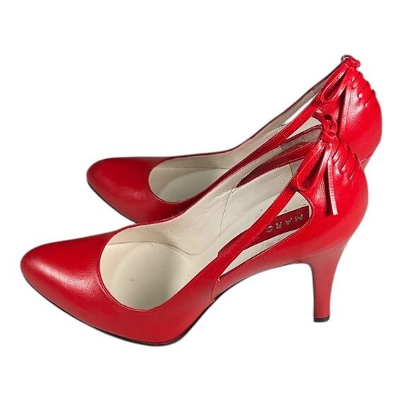 Marc Jacobs Red Leather Heels Women’s Size 8 Made in Italy NWOT Red Bow Back - Picture 6 of 12